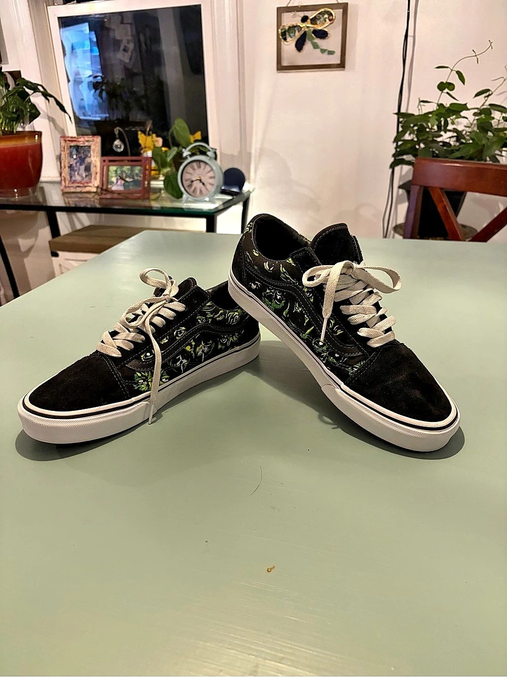 Vans Old Skool Black Green Eyes in the Dark Sneakers Women’s 10 Men’s 8.5